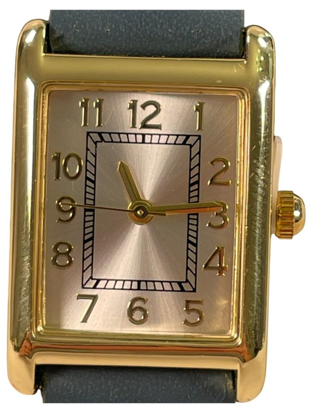 Time And Tru Gold-Tone Square Watch Blue Synthetic Strap Women's O/S BOXED NEW - Picture 2 of 5